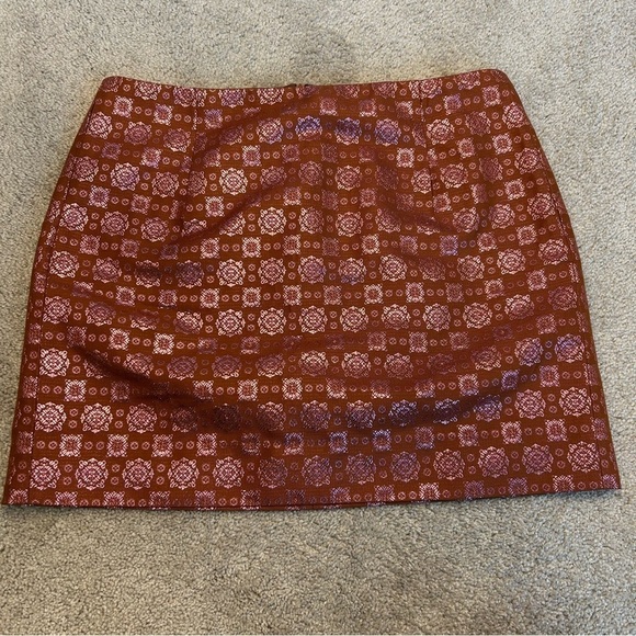 J. CREW COLLECTION Pink Copper Metallic Silk Brocade Mini Skirt Sz 4 NWOT - Picture 7 of 12